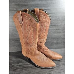 Vintage Dan Post Womens Marlboro Boot Size 7 M Tan Brown Leather Western P2552